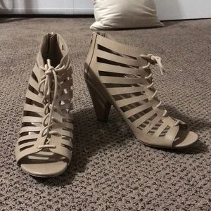Charlotte Russe lace up nude heel